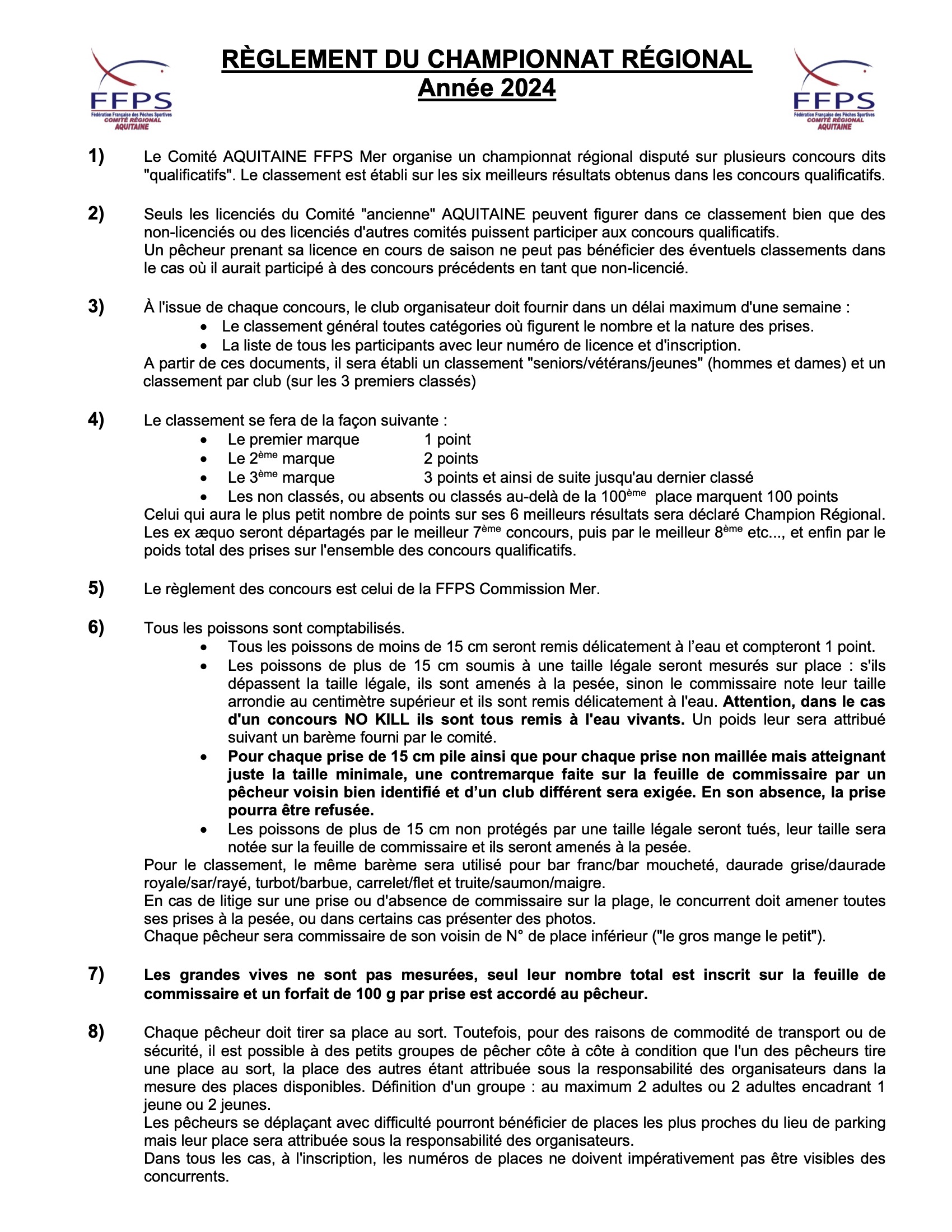 Reglement regional Aquitaine 2023